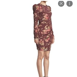 NWOT Zimmermann Brown Long Sleeve Bodycon Silk Dress Size 1
